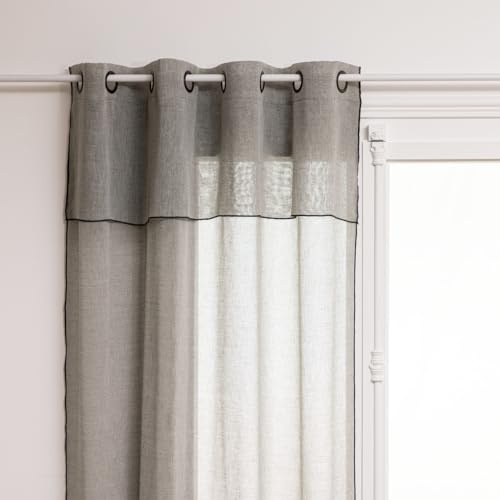Atmosphera - Vorhang Fred Metall - weiß - 140x240 cm - Grüner Khaki
