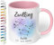 Sternzeichen Tasse mit Namen, Datum und 12 Sternenbilder personalisiert – 330ml Keramik Kaffeebecher, kleine Geschenke für Kollegen Frauen Männer Büro Geburtstag Weihnachten (Rosa)