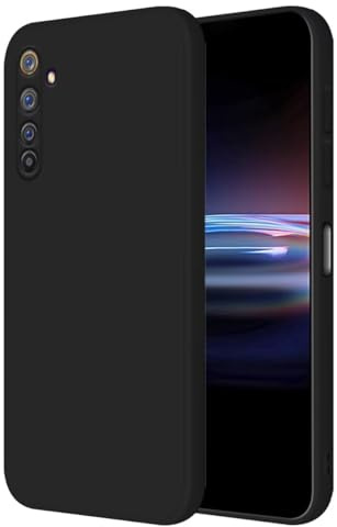 HONLEN Hülle für Realme 6 Pro Schutzhülle Case, (6.6 Inches) Liquid TPU Silicone Handyhülle mit Fallschutz Silikon Cover Schwarz