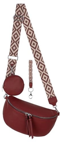 Bauchtasche Umhängetasche Crossbody-Bag Hüfttasche Kunstleder Italy-Design (RED)