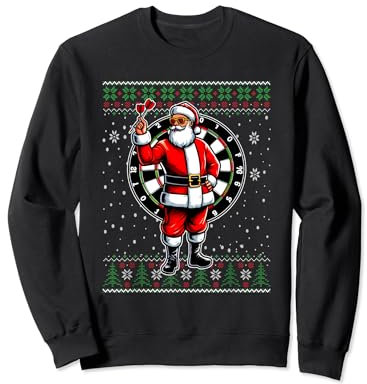 Weihnachtspullover mit Weihnachtsmann, spielt Darts Sweatshirt