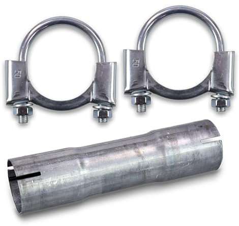 ATEC Germany 1x raccord de tube Tuyau d'échappement Ø 50 mm longueur 135 mm, 2x colliers à étrier Ø 50 mm