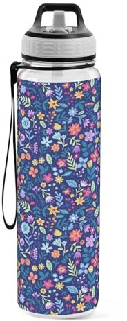 Bouteille d'eau de sport en Tritan avec paille - Gourde Sans BPA - Transparente - Anti-fuite - Pour enfants, garçons, filles, femmes, hommes et femmes - 1000 ml