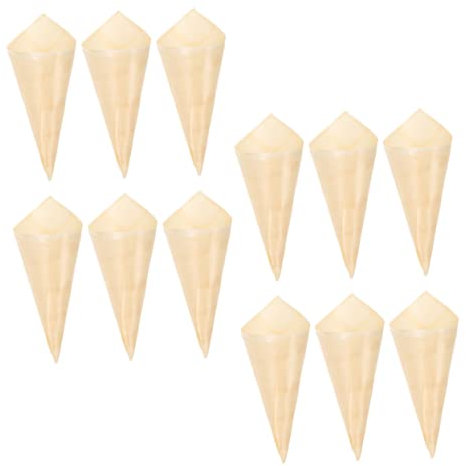 GRIRIW 100 Stk Holzrolle Waffeln stehen beliebte Süßigkeit Essenskegel aus Holz Pommes frittes Einweg-Holzkegel Fingerfood-Hütchen Eis Halterung Container Delikatessen Süssigkeit