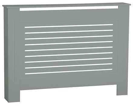 URBNLIVING Modern Wooden Radiator Cover MDF Grill Shelf Cabinet Furniture (Grey, Medium)