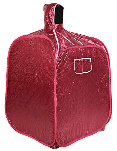 Sauna a Vapore Portatile 2 L, Cabina Domestica per SPA, 9 Temperature Regolabili, 0-99 Minuti, Telecomando e Sedia,80 * 80 * 100 cm (bordeaux)