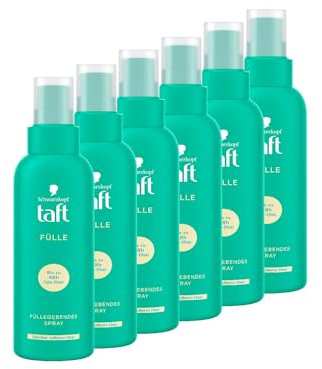 Schwarzkopf Taft Füllgebendes Spray (6 x 150 ml), für spürbar volleres Haar und langanhaltenden Halt, Haarverdickungsspray für bis zu 48 Stunden Fülleffekt beim Haarstyling, Vegane Formel*.