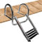 CYMYYDS Edelstahl Badeleiter Boot Poolleiter 4 Stufen Teleskopisch Schwimmbadleiter rutschfeste Deckleiter, Ponton Schwimmbad Drop Down Boardleiter mit Breitem Pedal, Last 200kg