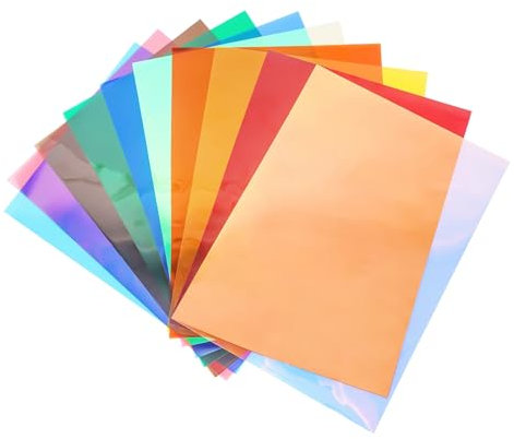 10Colors Bundle Pack Colorful Transparent Window Film Self Adhesive Glass Film Glass Decoration Tint for Christmas Home Decoration A4 Sample 21cmx29.7cm