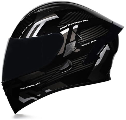 Woljay Casco Moto Modulare Integrato apribile Parasole caschi Doppia Visiera per uomo donna Scooter Adulto DOT ECER22-05 (Count Black Silver - Smoke Visor,M)
