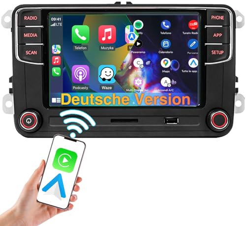 Radio para Coche SCUMAXCON RCD360 Pro3 con Carplay inalámbrico para VW Golf 5, Golf 6, Polo 5, T5, Passat, Radio 2 DIN Bluetooth USB RVC con alemán