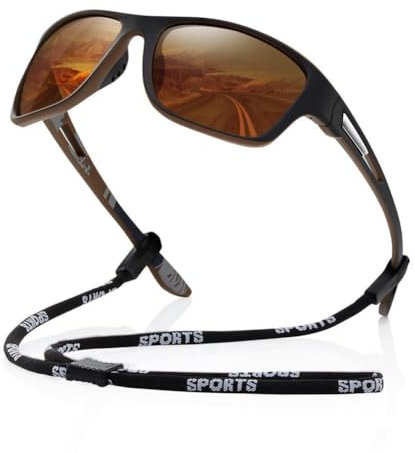 LexTex 2024 Men's Outdoor Sports Sunglasses with Anti-Glare Polarized Lens,Polarized Sports Sunglasses for Men,Lightweight Sun Glasses with UV Protection for Driving Fishing Golf(Brown)