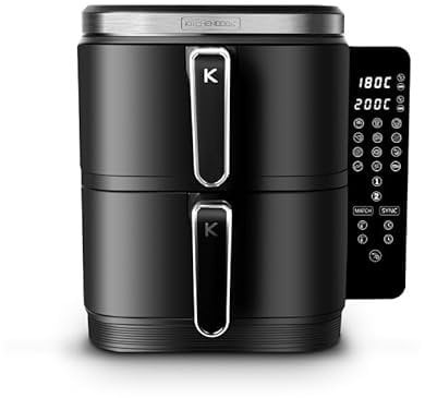 Kitchencook - Double Friteuse à Air Verticale 12l - 2800w - 12 Programmes - Thermostat Réglable - Panier à Friture Amovible