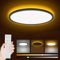 Bowfar LED Deckenleuchte, 24W 2800LM Deckenlampe mit Fernbedienung Dimmbar 3000K-6500K, 1800K Nachtlicht Amber, Rund Badezimmer Lampe für Wohnzimmer Kinderzimmer Schlafzimmer Ø29.5x2.5cm, Schwarz