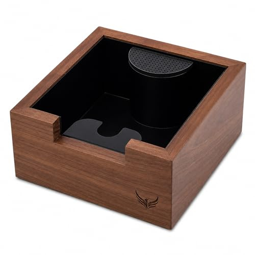 KNODOS Abklopfbehälter Espresso – Knock Box & Tamperstation aus Walnuss Holz für Siebträger, Kaffeesatz Abschlagbox mit Einsatz – Kompakt, Rutschfest & Leicht zu Reinigen Barista Zubehör