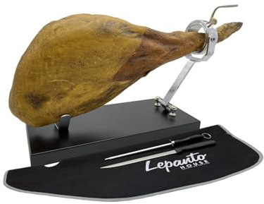 FERRETERIA LEPANTO Jamonero Giratorio Plegable, Soporte jamonero Plegable con Base de Madera Color Negro para Jamones y Paletillas (Set Negro)