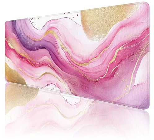 Tapis de Souris Rose Tapis de Souris Gamer XXL 1200x600x3mm ImperméAble Et AntidéRapant Mousepad Bords Cousus Une éTendu SousMains Tapis Souris Moderne pour Gamer, Pc et DéCoration de Bureau Q79
