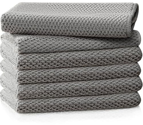EubooTree Barista-Handtuch, Mikrofaser-Reinigungstücher, Espressomaschinen-Zubehör, 30,6 x 30,6 cm, 6 Stück, Grau