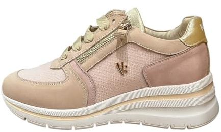 Keys Sneaker Casual in Pelle e Mesh Fondo Zeppa Pink Rosa K-10600 (Rosa, Sistema Taglie Calzature EU, Adulto, Numero, Media, 41)