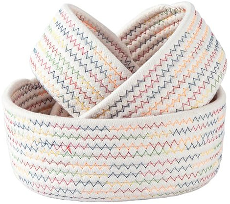 Oenothera 3 Stücke Korb Aufbewahrung, Korb Geflochten für Pflanzen, Badezimmer Wickeltisch Zubehör, für Kinderzimmer Wohnzimmer Badezimmer Tisch Dekorativ