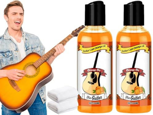Gitarren Pflegeöl,4pcs Griffbrett-Ölreiniger,Gitarren-Griffbrett-Reiniger,Orange Gitarren-Reinigungs,Pflegeöl für Gitarrensaiten,Gitarren-Griffbrettöl,Gitarren-Reinigungszubehör für Reinigt