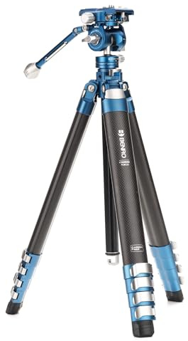 Benro CyanBird CF 2 Series Trépied de voyage en fibre de carbone à 5 sections avec tête photo/vidéo hybride FS20PROC501 – Léger, compact, support multi-angle pour les créateurs (TCBC25FS20P501)