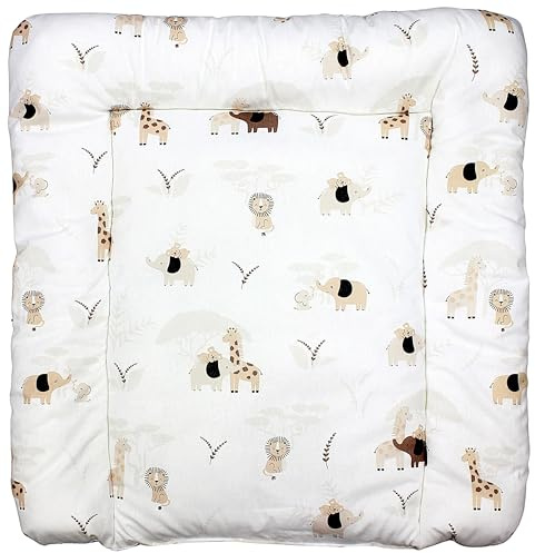 TupTam Baby Wickeltischauflage mit Baumwollbezug Gemustert, Farbe: Savanne Beige, Größe: 70 x 50 cm