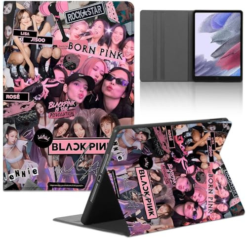 Tablet Cover per Samsung Galaxy Tab S7 FE 12.4‘’, Kpop Star Blackpink Rose Jenny Lisa Jisoo Modello Custodia con Funzione Pelle PU Holder Flip con Ultra Sottile Antiurto Regolabile Protezione Case