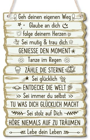 Putuo Decor Inspirierende Wanddekoration, Mehrteilige Holzschilder mit Familienregeln und Sprüchen, Motivierende Lebenseinstellung für Wohnzimmer, Schlafzimmer, Büro, Flur (Retro Weiß)