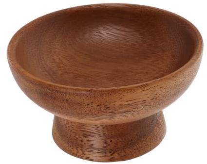 BESPORTBLE Plateau à Bijoux en Bois à Pied, Style Vintage Élégant | Finition Lisse, Format Compact 10,6x10,6x5,7cm, pour Bagues et Décoration de Chambre
