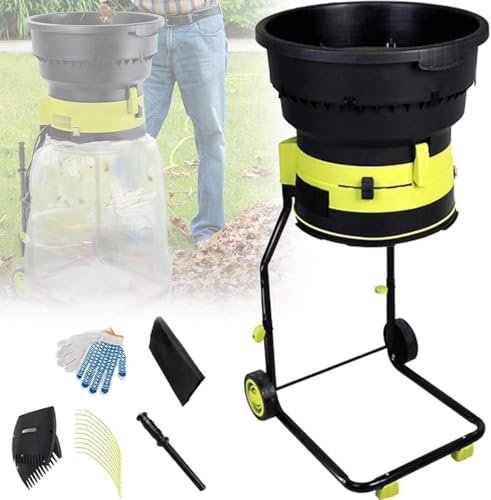 MANYOUYOU Broyeur à Feuilles électrique Broyeur De Compost Broyeur De Branches Hachoir à Feuilles Broyeur De Feuilles De Jardin,Diamètre De L'entonnoir 54 Cm pour Nettoyage Cour 30M