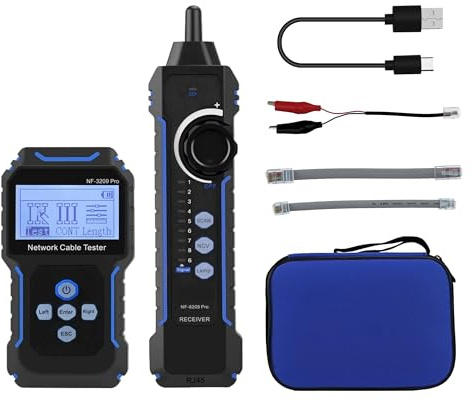 Mcbazel Network Cable Tester with POE, Cable Length Test, Multifunction Wire Tracer with Scan/Flash Modes, Network Tester Complete Kit Type-C Charging for CAT5/CAT6 Cable Continuity Test