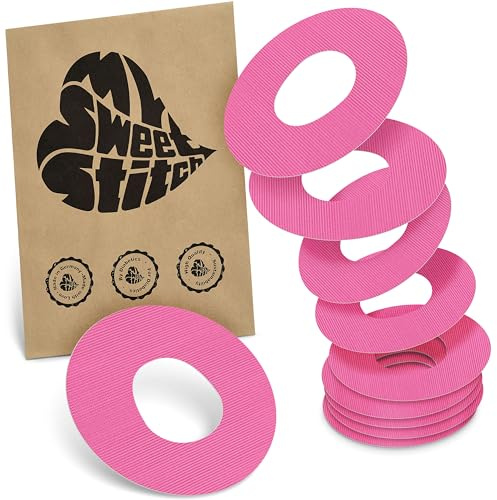 MySweetStitch 10 Ringpatches für Katheter mittel rund Pink | Stabilisiert ablösende Ränder, Mitte bleibt frei, wasserfest und flexibel, bis zu 7 Tage Halt