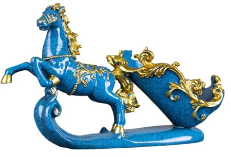 LZVMLNQI Horse Figurines Bottle Holder Stand Decorative for Tabletop Bar Classic Gift blue