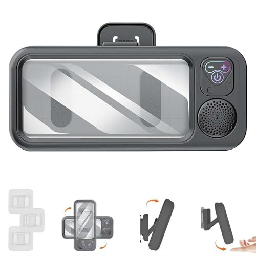 Waterproof Bluetooth Shower Speaker with Phone Holder, RGB Color Changing Lights, 5W Wireless Soundbar with 12H Battery, Touchscreen Compatible Wall-Mounted Bathroom Music Player for iPhone Android