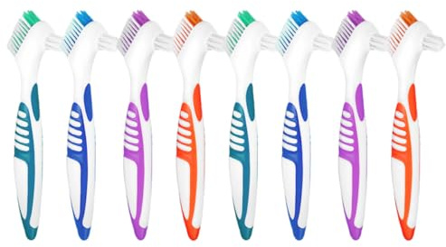 OFFIGAM Doppelseitige Prothesenreinigungsbürsten für Effiziente Reinigung und Comfortable Anwendung 8 Stück aus Nylon und Pp Unterwegs