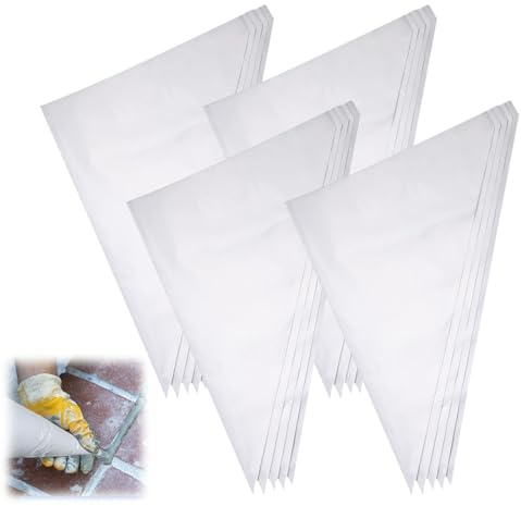 JRYXDS 20 Pezzi Sacca per Giunture in HDPE resistente, impermeabile e sigillata per malta e cemento, protegge le mani, colore bianco, misura triangolare 285 x 450 x 530 mm