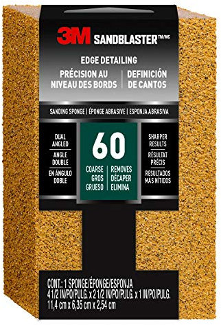 3M P60 SandBlaster Coarse Dual Angle Sanding Sponge for Paint Stripping, 9558 - (Pack of 1)