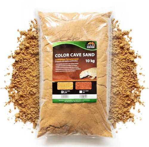 Terrarium Sand Color Cave Sand gelb in 5, 10 und 25 Kg - natürlicher, grabfähiger Sand zum Bauen von Höhlen und Verstecken - für Reptilien, Wirbellose & versch. Kleinsäuger (10 Kg)