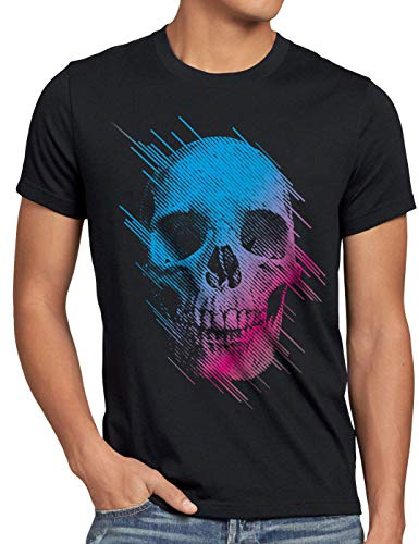 style3 Neon Skull T-Shirt Herren Totenkopf Disco neon Festival