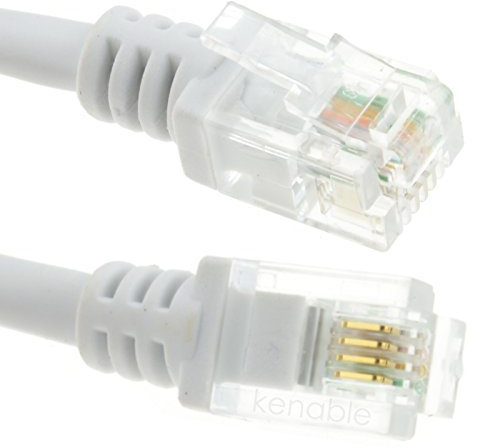 kenable ADSL 2 + Hoch Geschwindigkeit Breitband Modem Kabel RJ11 Zum RJ11 0,5 m Weiß [0.5 Meter/0,5m]