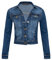 shelikes Womens Short Cropped Mid Wash Blue Stretch Denim Long Sleeve Lightweight Jacket-A1005-DNM-S