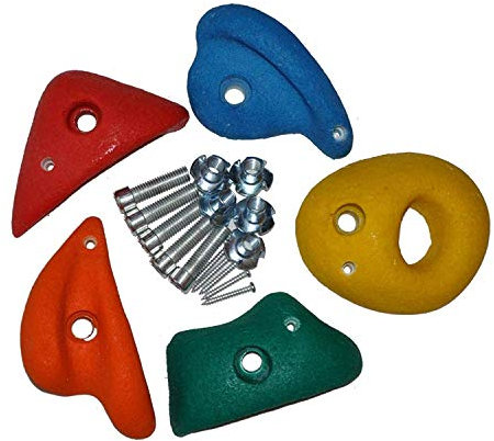 Loggyland Klettersteine für Kletterwand 5 Stück mittel aus massivem Kompositmaterial mit hoher Griffigkeit auch bei Nässe