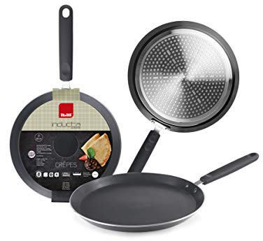 IBILI - Poêle à crêpes Inducta, 28 cm, Aluminium, Antiadhésif, Compatible avec l’induction, Noir
