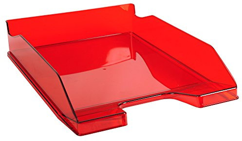 Exacompta 113224D Premium Briefablage Combo Midi DIN A4. Idealer Briefkorb für Ihre Organisation. Robuster und stapelbarer Ablagekorb karminrot transparent glänzend