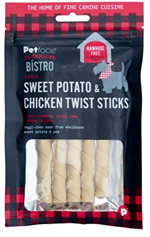Petface The Doggie Bistro Sweet Potato & Chicken Twists, Pack of 5