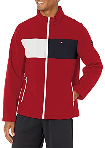 Tommy Hilfiger Herren Retro Sport Soft Jacket Shell-Jacke, Red Two Tone Flag, Groß