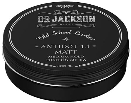DR JACKSON Mattes Haarwachs für Herren, 100 g, mittlerer Halt, natürliche Textur und nicht fettendes Finish, ideal zum Stylen und Definieren von männlichen Frisuren im professionellen matten Look.