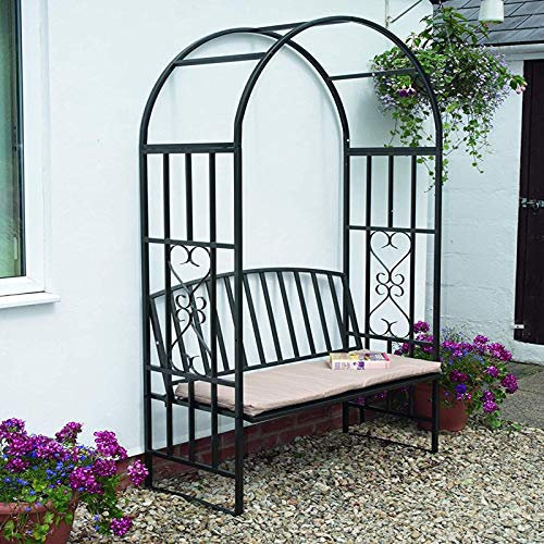Gr8 Garden Metal Steel Black Rose Arch Trellis Climbing Plants Roses With Bench Seat Pergola Wedding Outdoor