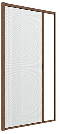 Zanzanet Zanzariera laterale orizzontale su misura rullo a molla cassonetto 50mm da incasso porte finestre antivento avvolgibile scorrevole personalizzabile colori reti Made in Italy Noce Medio